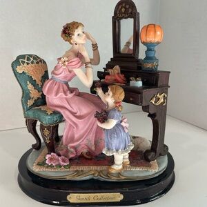 Rare Gentili Collection Mother & Daughter Victorian Scene Vanity Dressing Table